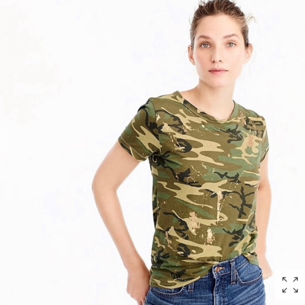 J Crew Camo & Gold Tee, Size S